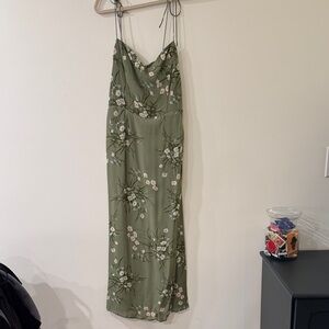 REFORMATION Floral Green Slip Dress